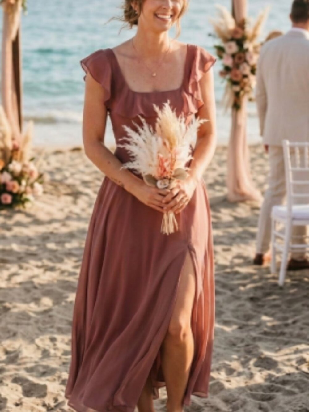 Azazie Chiffon Gown (Jinny) - Desert Rose - size A2